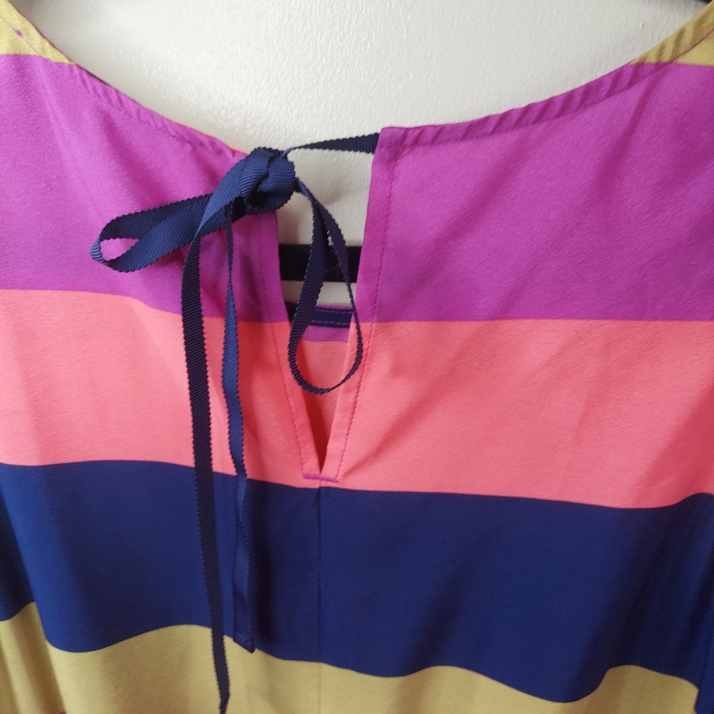 Loft multicolored stripe sleeveless dress office colorful brunch - Picture 6 of 9